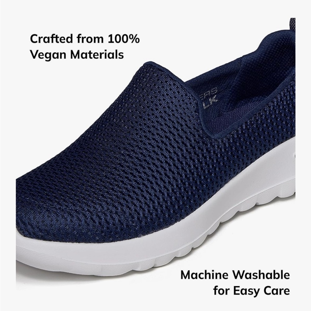 Skechers Slip-On Knit Sneakers in Navy and White - Picture 4 of 11